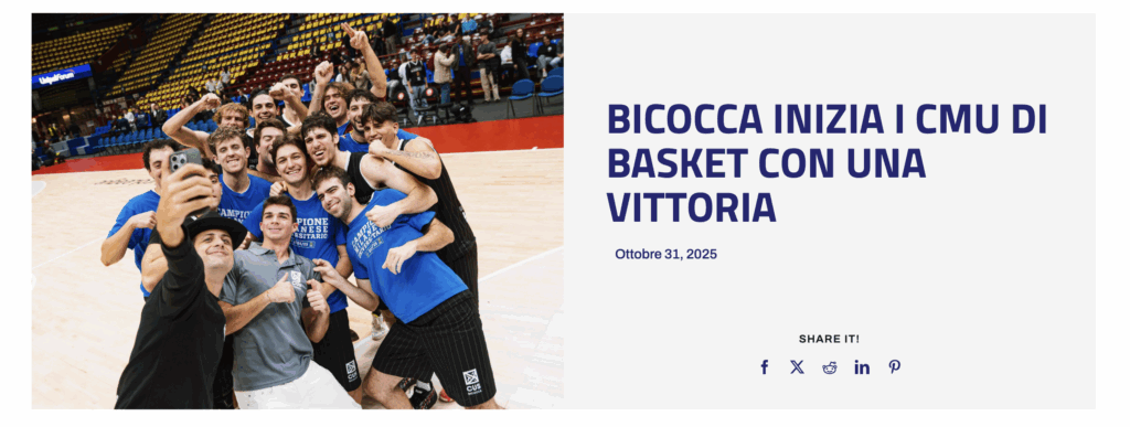 Campionati universitari sportivi, Bicocca inizia i CMU di Basket con una vittoria