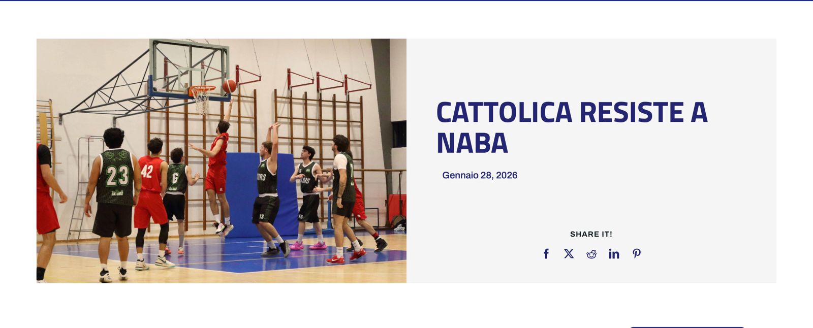 Campionati universitari sportivi di basket maschile, Cattolica resiste a NABA