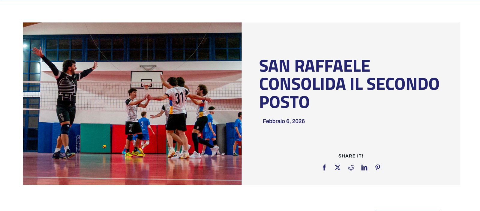 Campionati universitari sportivi di pallavolo maschile, San Raffaele consolida il secondo posto