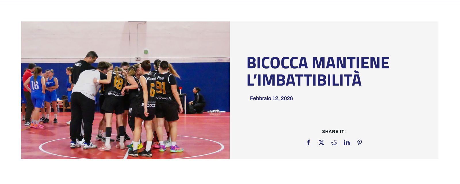 Campionati universitari sportivi di basket femminile, Bicocca mantiene l'imbattibilità