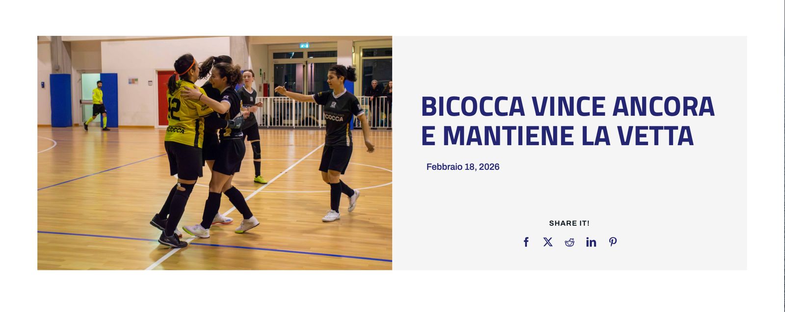 Campionati Universitari Sportivi di calcio a 5 femminile, Bicocca vince ancora e mantiene la vetta